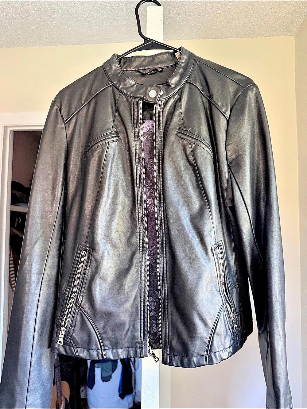 Guess Women's Black Leather-Style Jacket